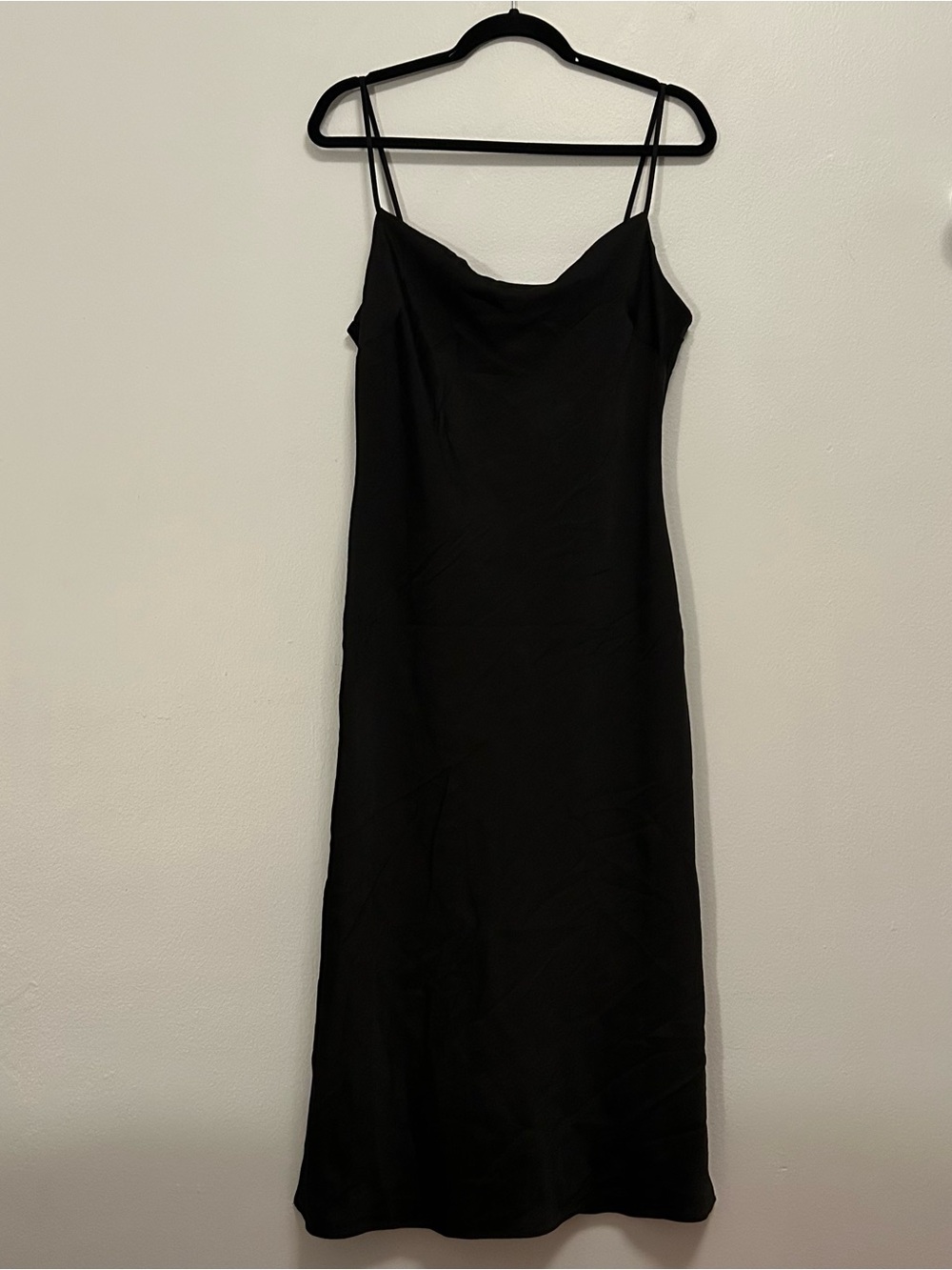 Express Black Midi Slip Dress with Thin Straps